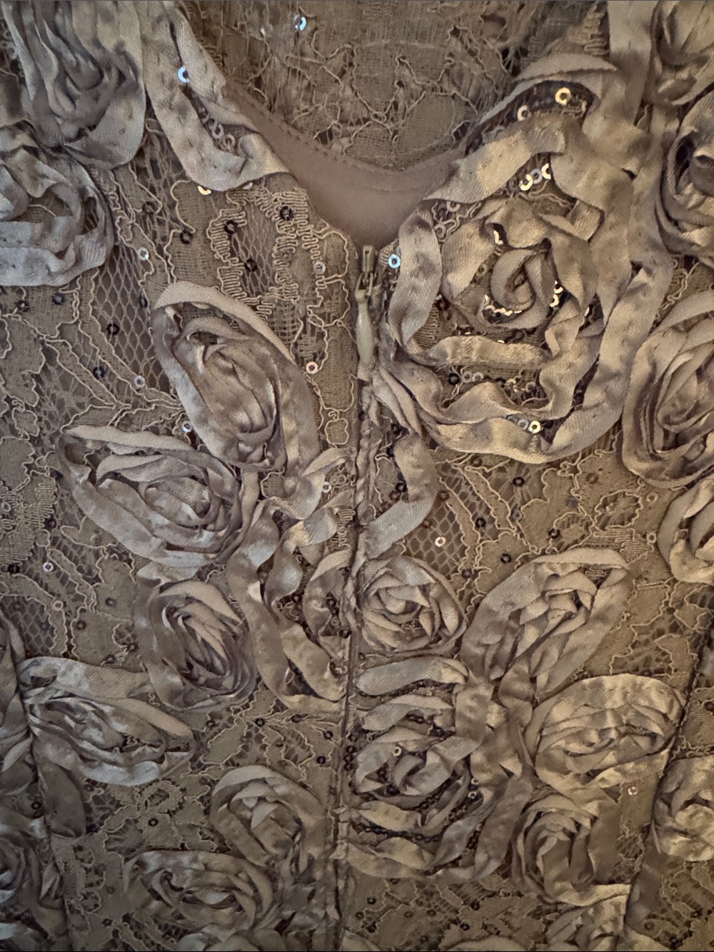 NWT Alex Evenings $239 Dove (Silver-Gray) Floral Maxi Dress, Size 12 - Picture 6 of 7